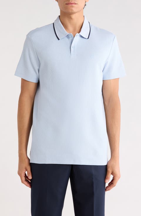 Tipped Collar Cotton Blend Polo
