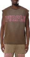 PURPLE BRAND Textured Sleeveless Graphic T-Shirt