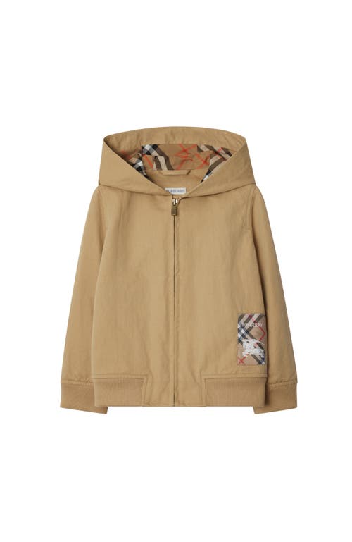 BURBERRY BURBERRY CHECK LABEL NYLON COTTON ZIP HOODIE