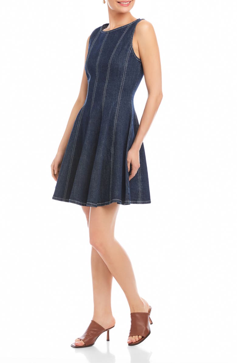 FIFTEEN TWENTY Darla Fit & Flare Denim Minidress, Alternate, color, Indigo