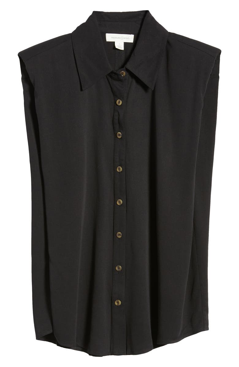 Treasure & Bond Shoulder Pad Sleeveless Button-Up Top, Alternate, color,