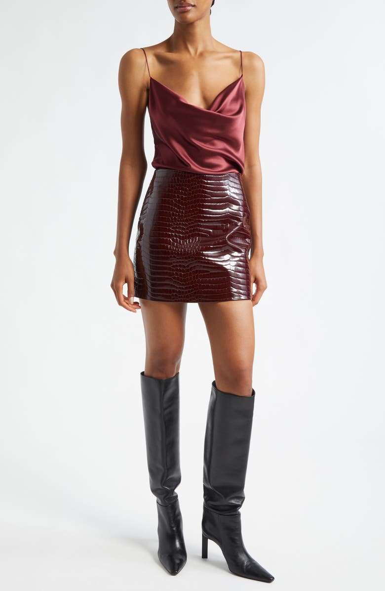 L'AGENCE Calista Cowl Neck Silk Camisole, Alternate, color, Dark Wine