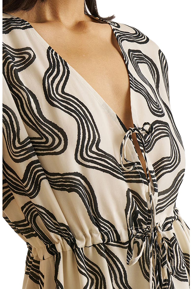 Deep V-neck Gathered Dress, Alternate, color, Maze