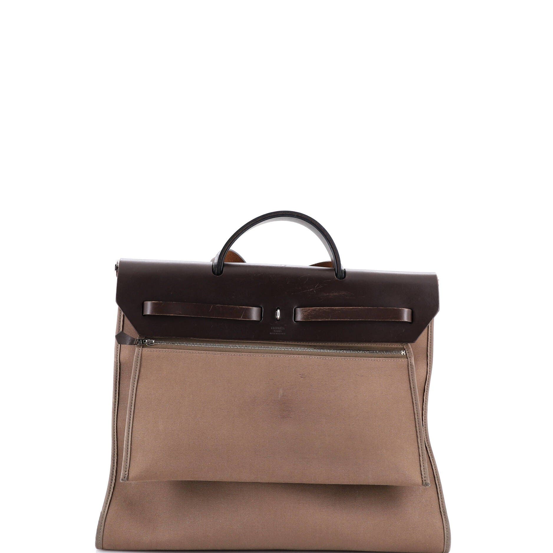 Pre-Owned Hermes Herbag Zip Leather and Toile 39, Alternate, color, Etoupe