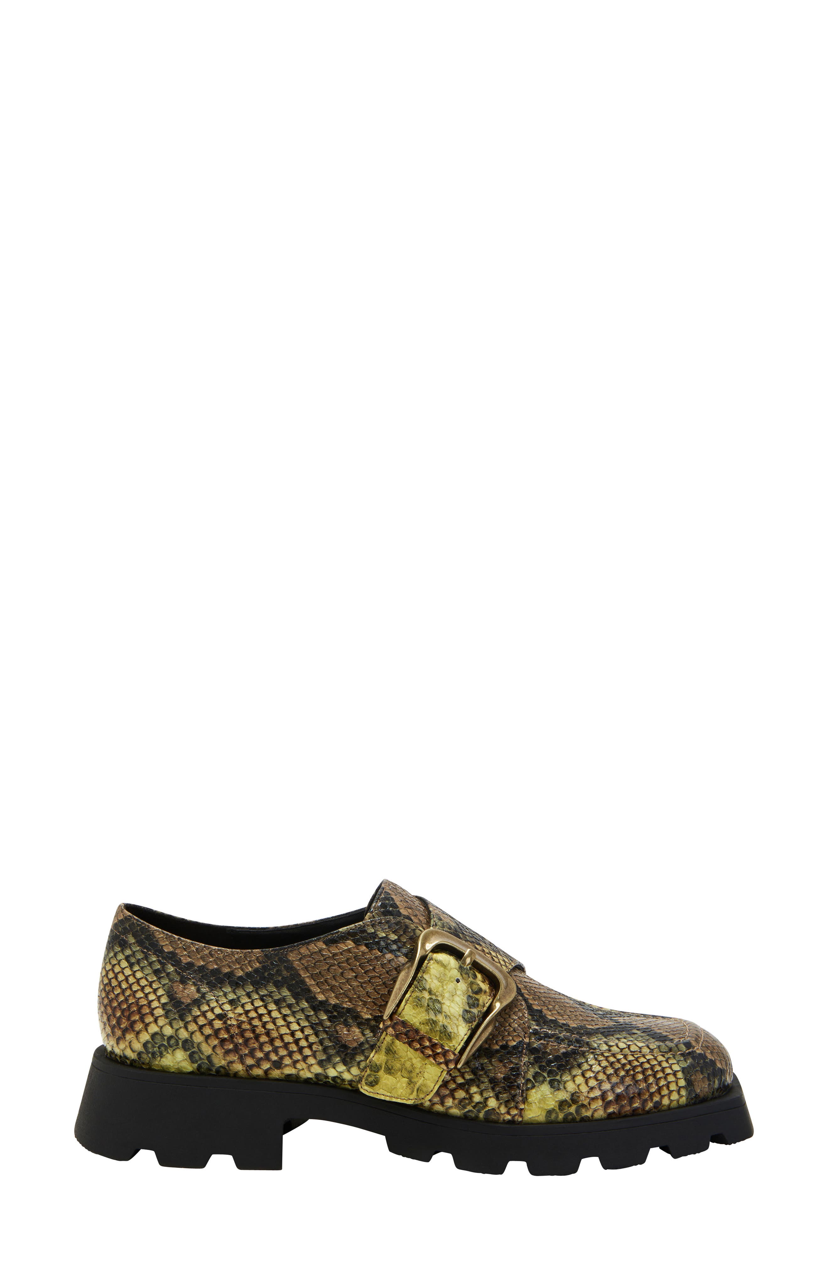 Daarling Snakeskin Embossed Buckle Loafer, Alternate, color, SEA KELP MULTI