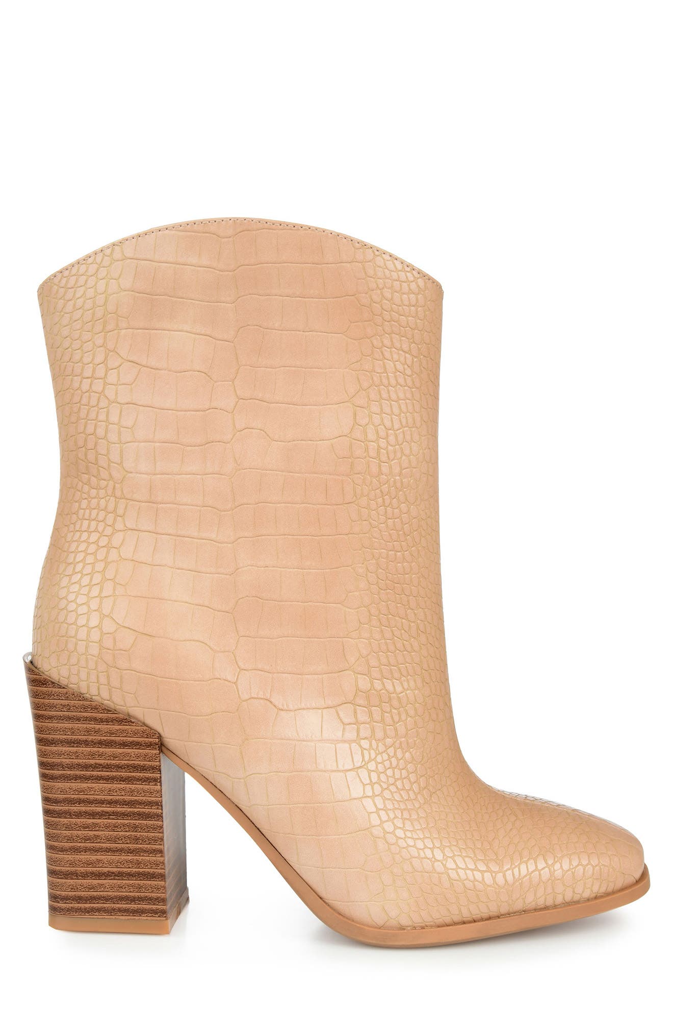 Journee Collection Brekkin Croc Embossed Western Bootie, Alternate, color, Tan