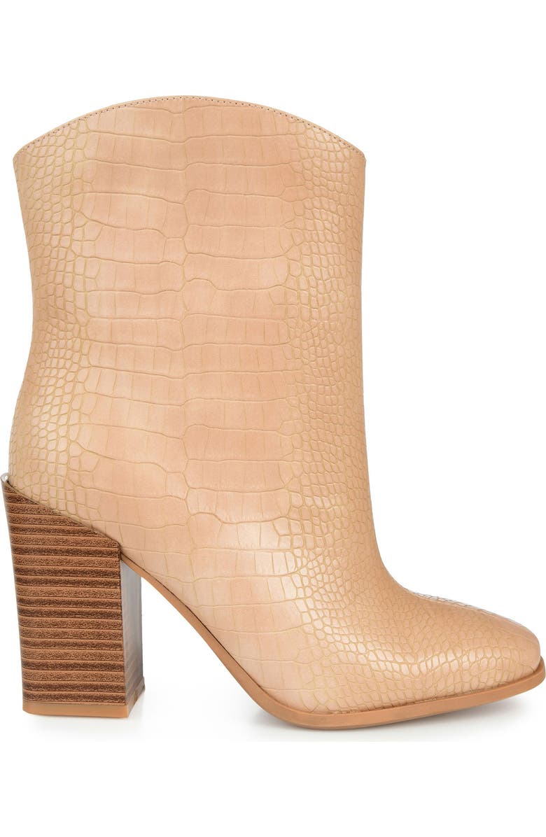 Journee Collection Brekkin Croc Embossed Western Bootie, Alternate, color, Tan