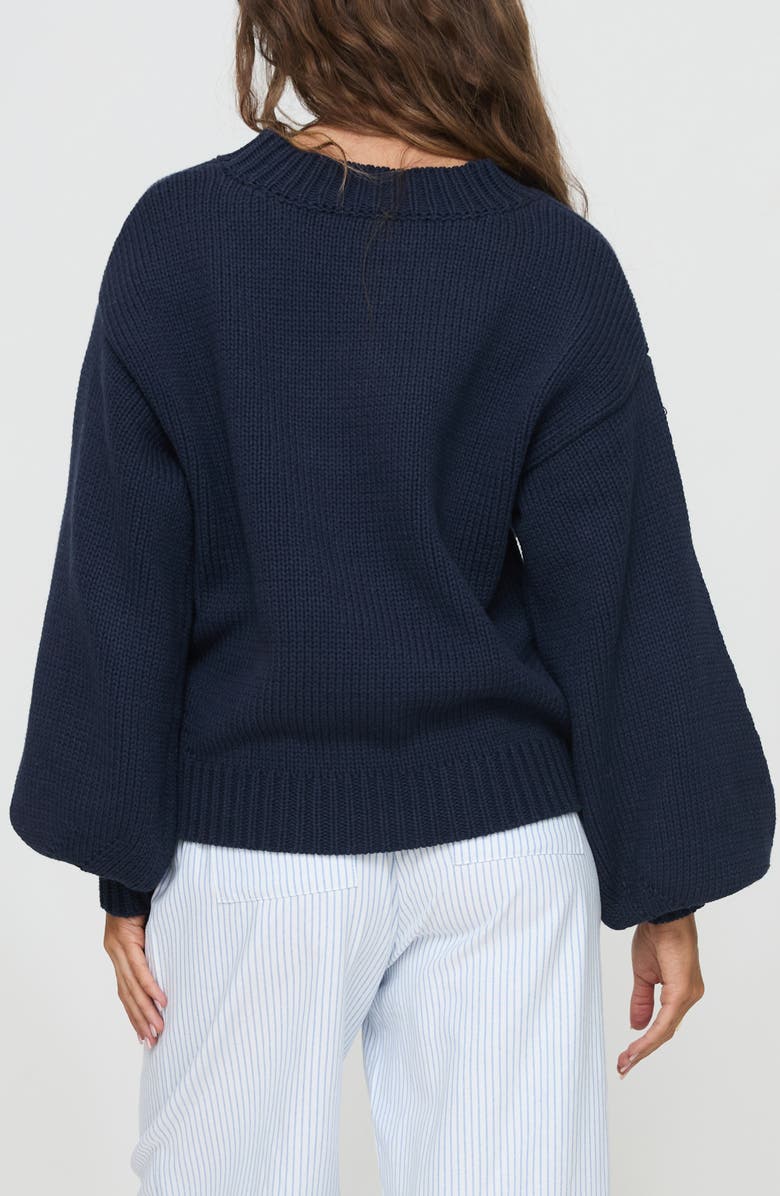 Princess Polly Harmony Balloon Sleeve Sweater, Alternate, color, Navy