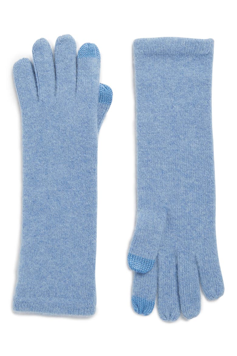 Screen Knit Cashmere Gloves, Main, color, BLUE