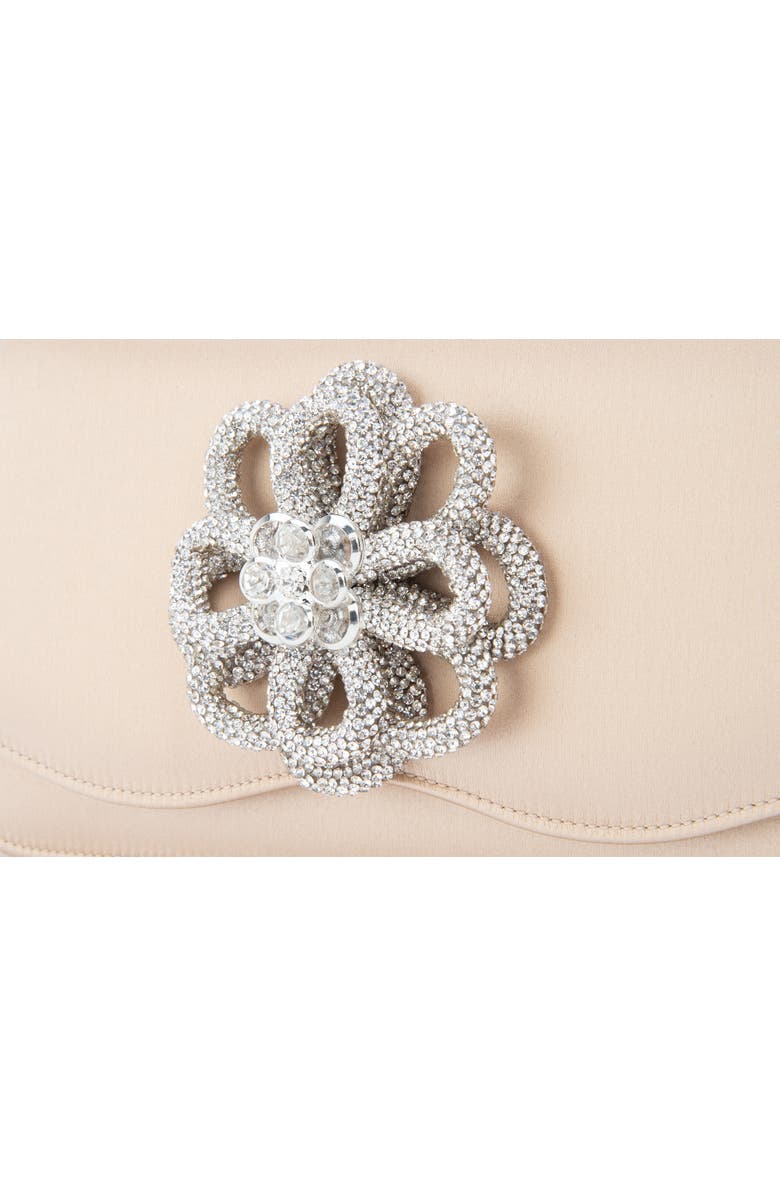 Mach & Mach Medium Carrie Crystal Flower Satin Shoulder Bag, Alternate, color,
