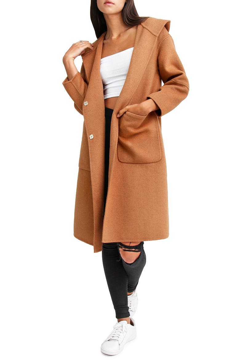 Walk This Way Wool Blend Oversized Coat, Main, color, CAMEL