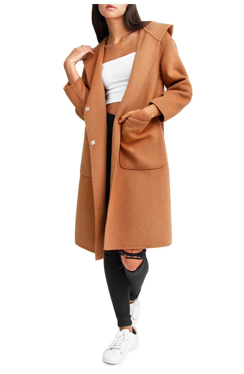 Belle & Bloom Walk This Way Wool Blend Oversized Coat, Main, color, Camel