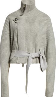 Brandon Maxwell The Neal Full Zip Belted Cardigan