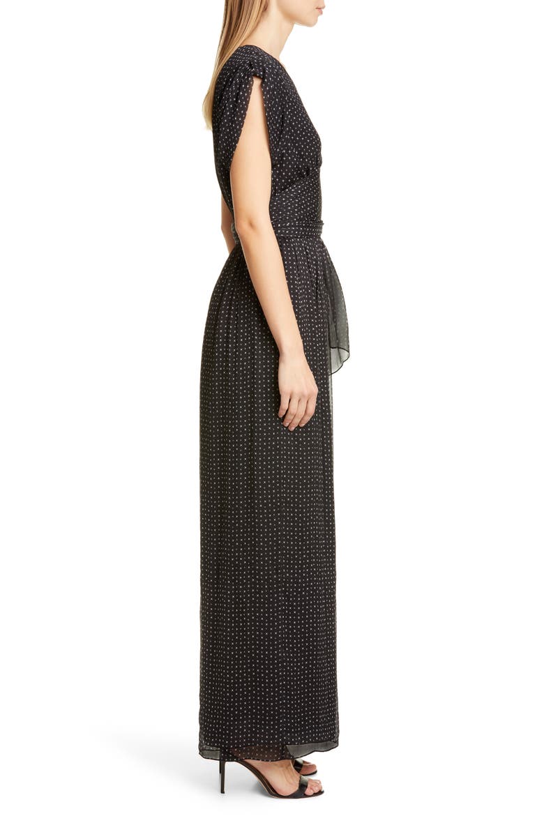 Cassandra Print Silk Jumpsuit, Alternate, color, GEO GRID BLACK