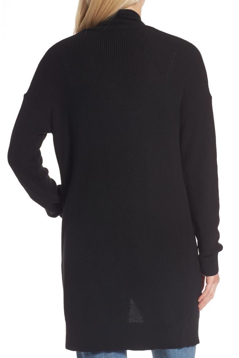 Lightweight Rib Stitch Cardigan, Alternate, color, BLACK