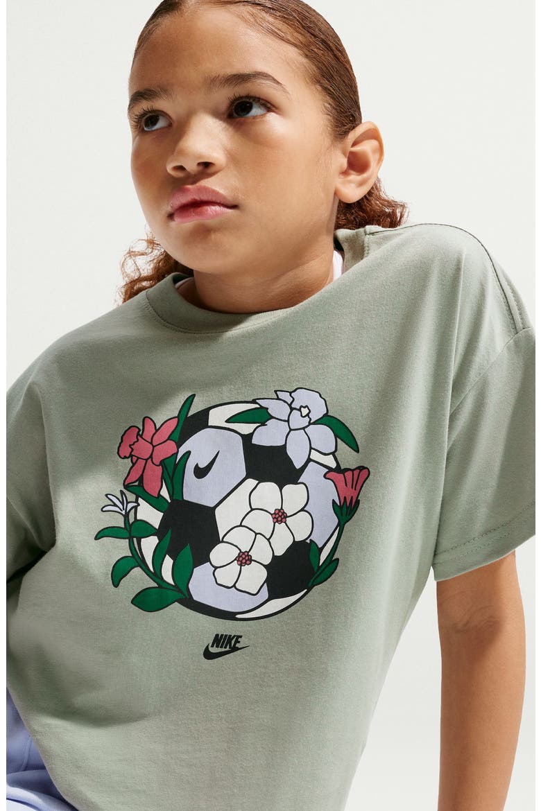 Kids' Sportswear Essential Soccer Boxy Graphic T-Shirt, Alternate, color, SPRUCE FOG