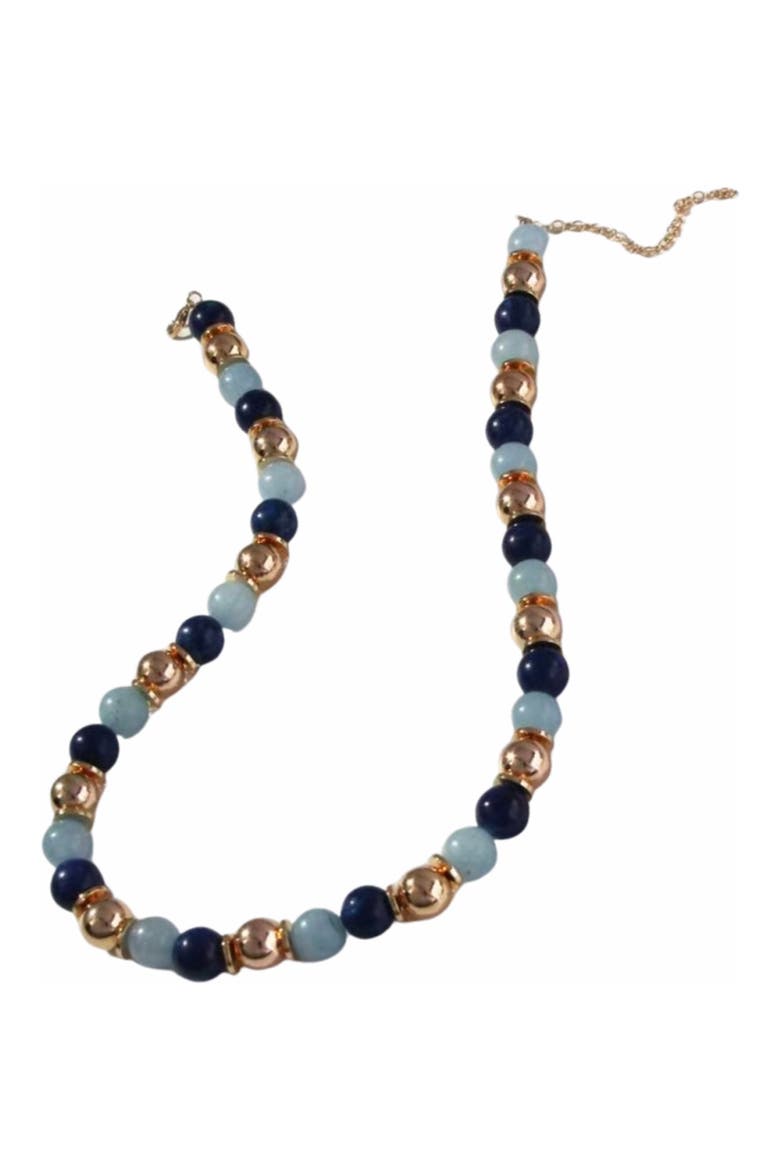 Gilded Beaded Necklace, Main, color, BLUE