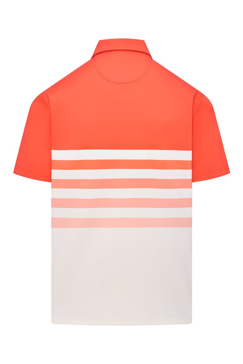 Ombré Stripe Snap Placket Polo Top, Main, color, LAVA/ JETSTREAM