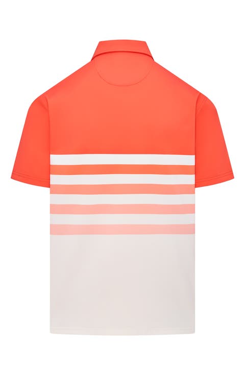 Ombré Stripe Snap Placket Polo Top