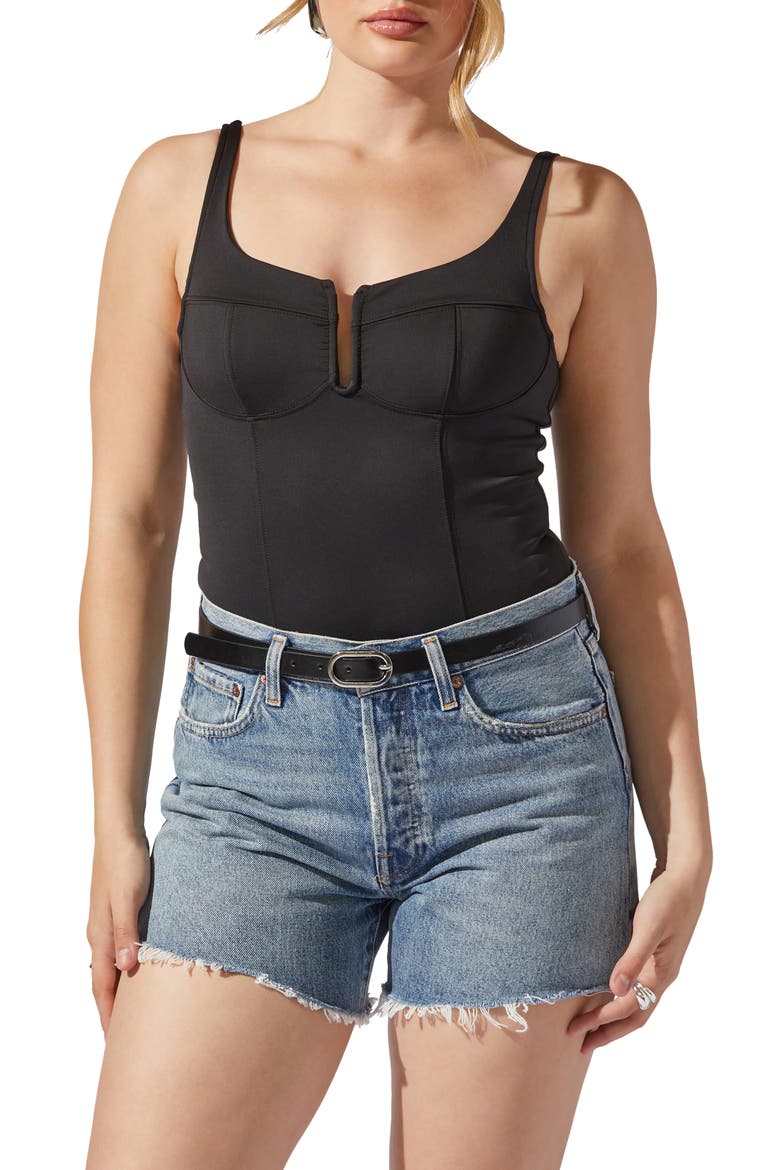 U-Bar Bodysuit, Main, color, BLACK