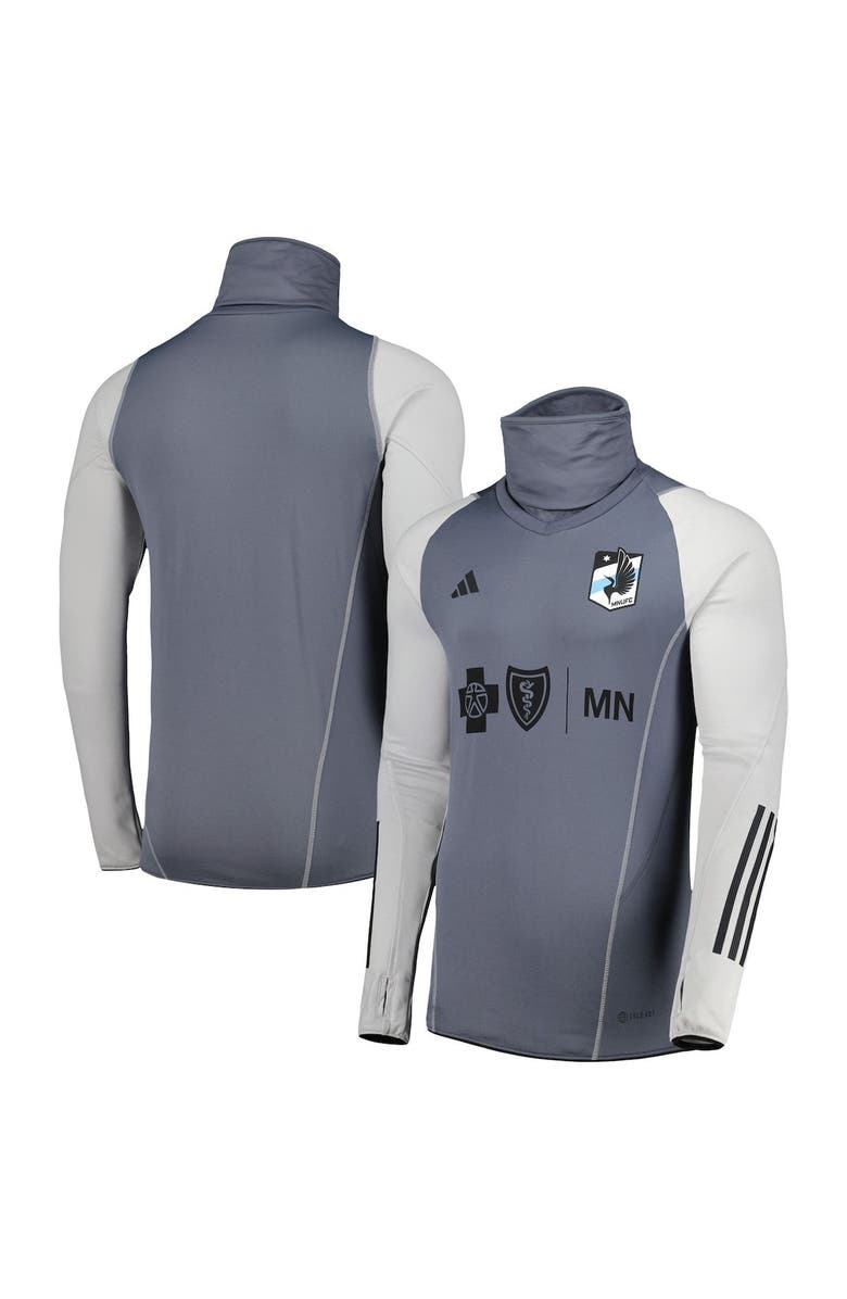 adidas Men's adidas Gray Minnesota United FC Warm Raglan COLD.RDY Top, Main, color, Gray