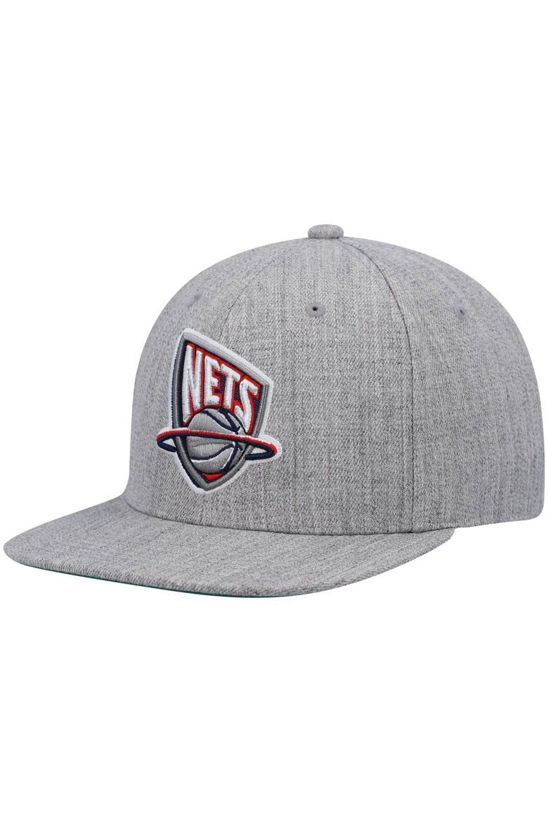 Men's Mitchell & Ness Heathered Gray New Jersey Nets Hardwood Classics Team 2.0 Snapback Hat, Main, color, Heather Gray