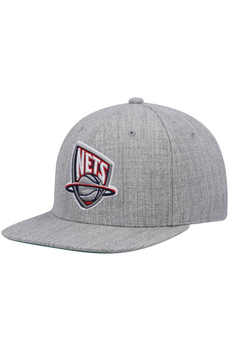 Mitchell & Ness Men's Mitchell & Ness Heathered Gray New Jersey Nets Hardwood Classics Team 2.0 Snapback Hat, Main, color, Heather Gray