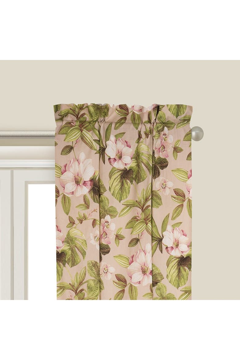Juliette Floral Cotton Window Curtain Drapery Single Panel, Alternate, color, Green