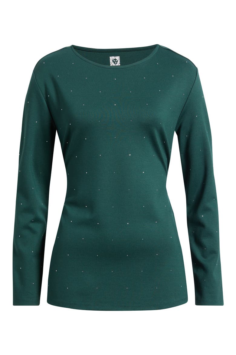 Belted Rhinestone Boat Neck Knit Top, Alternate, color, PINE FOREST