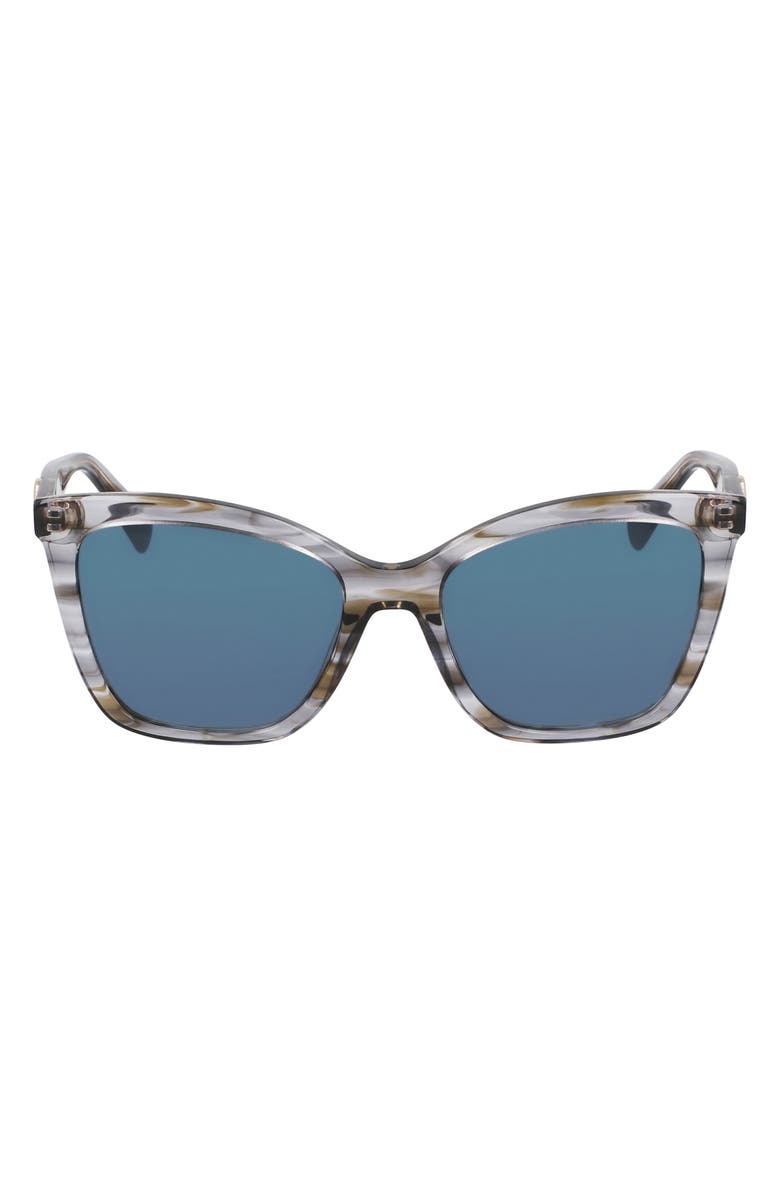 Longchamp Le Pliage 54mm Gradient Cat Eye Sunglasses, Main, color, Striped Grey