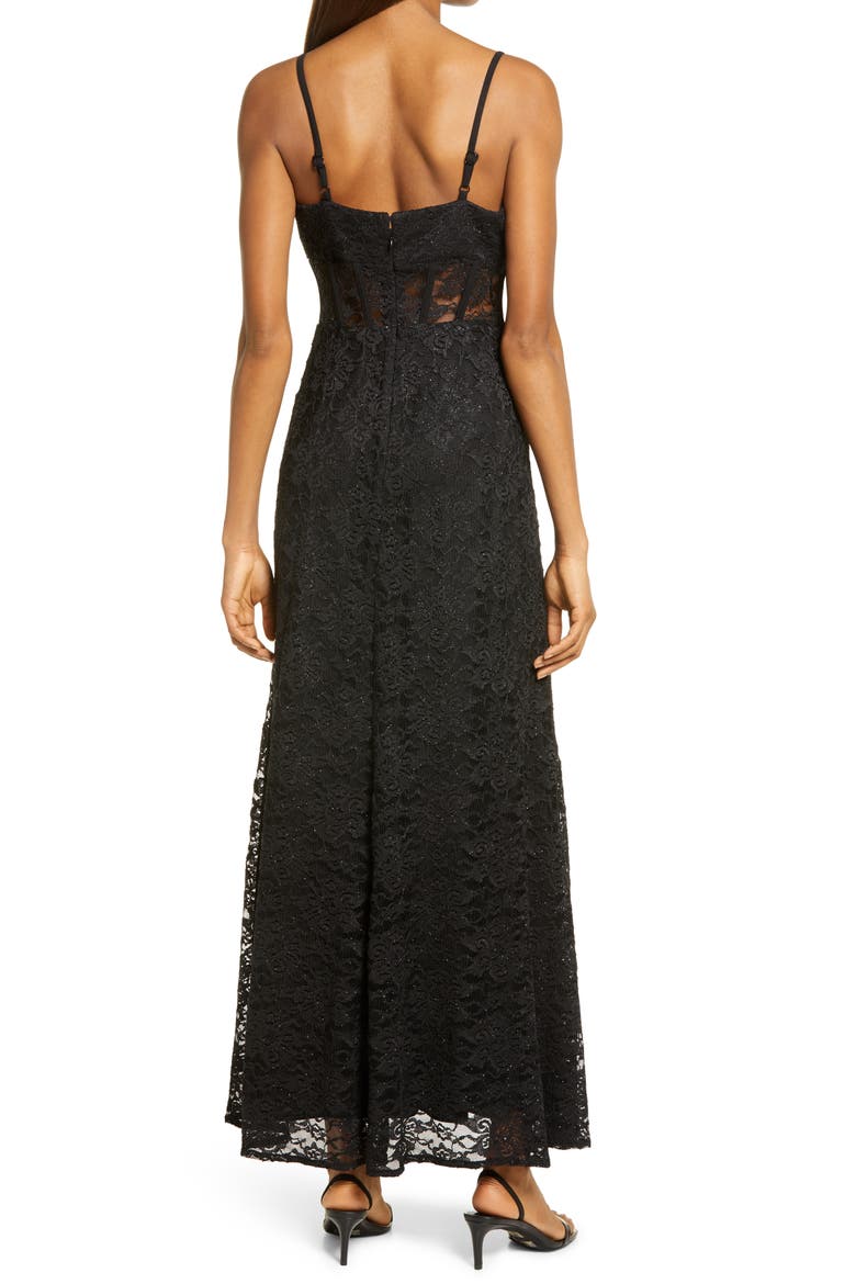 Corset Lace Sleeveless Gown, Alternate, color, BLACK