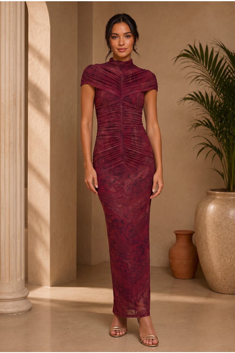Delphine Caplet Midi Dress, Alternate, color, Dark Red