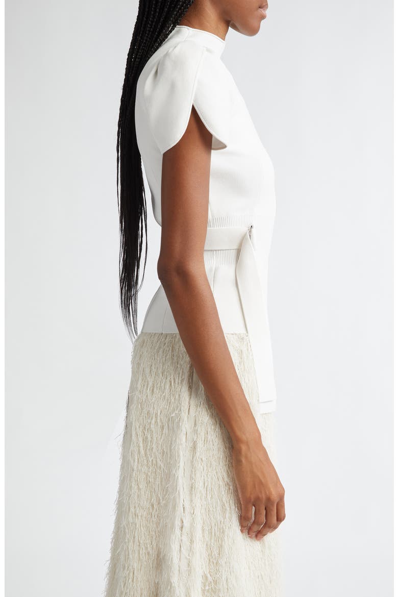 Puff Sleeve Mock Neck Rib Top, Alternate, color, IVORY