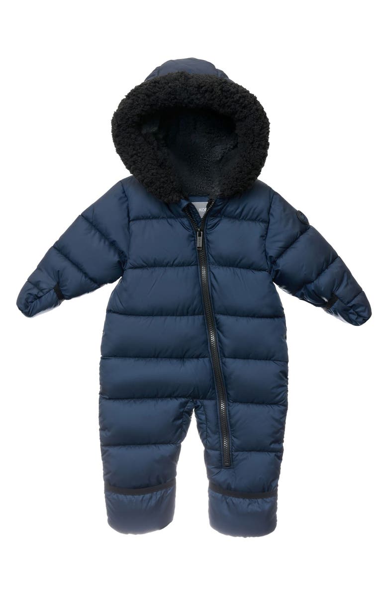 Michael Kors Faux Shearling Trim Puffer Coverall, Main, color, 