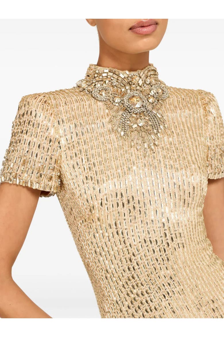 Kitty Crystal-Embellished Turtleneck Mini Dress, Alternate, color, Illusion