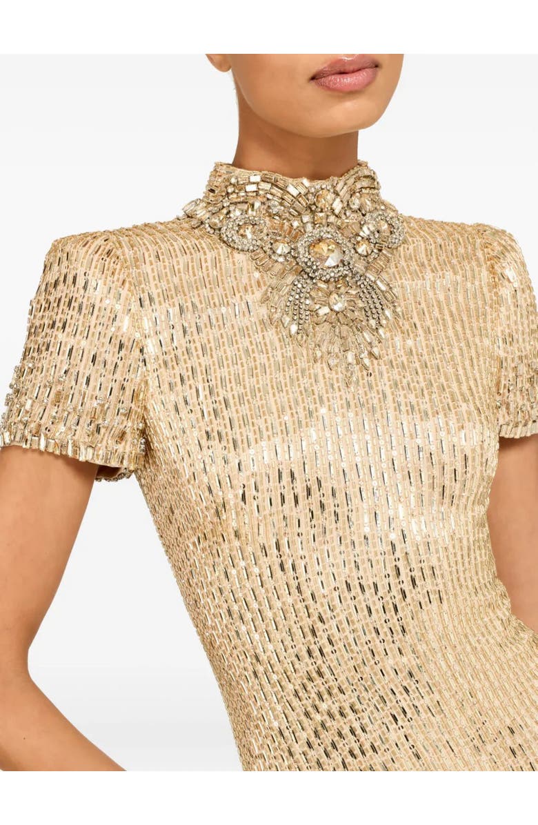 Jenny Packham Kitty Crystal-Embellished Turtleneck Mini Dress, Alternate, color, Illusion