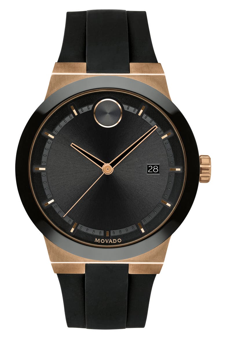 Bold Fusion Silicone Strap Watch, 42mm, Main, color, BLACK DIAL