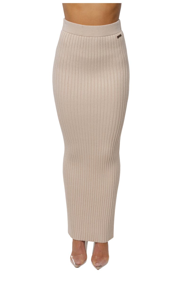 JLUXLABEL Soft Reset Ribbed Skirt, Main, color, Stone