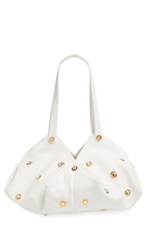 Protea Crystal Stud Leather Shoulder Bag