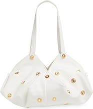 Versace Protea Crystal Stud Leather Shoulder Bag