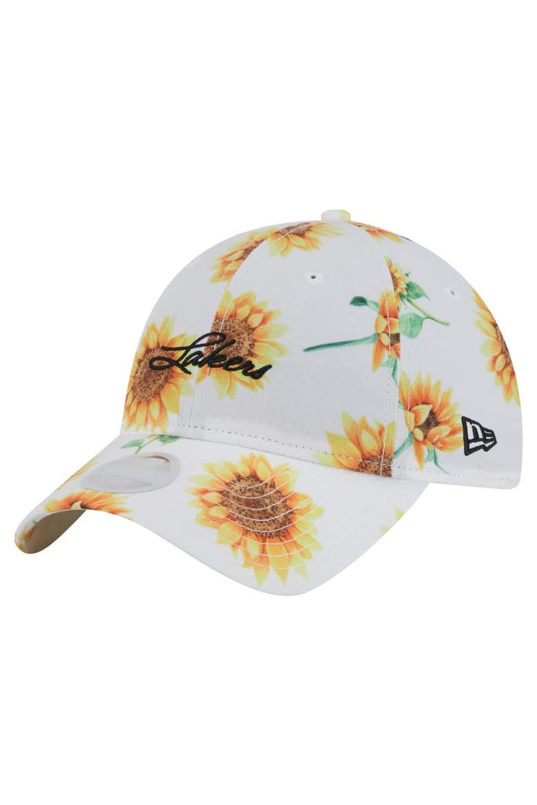 Women's New Era  White Los Angeles Lakers Adventure Flower 9TWENTY Adjustable Hat, Main, color, White