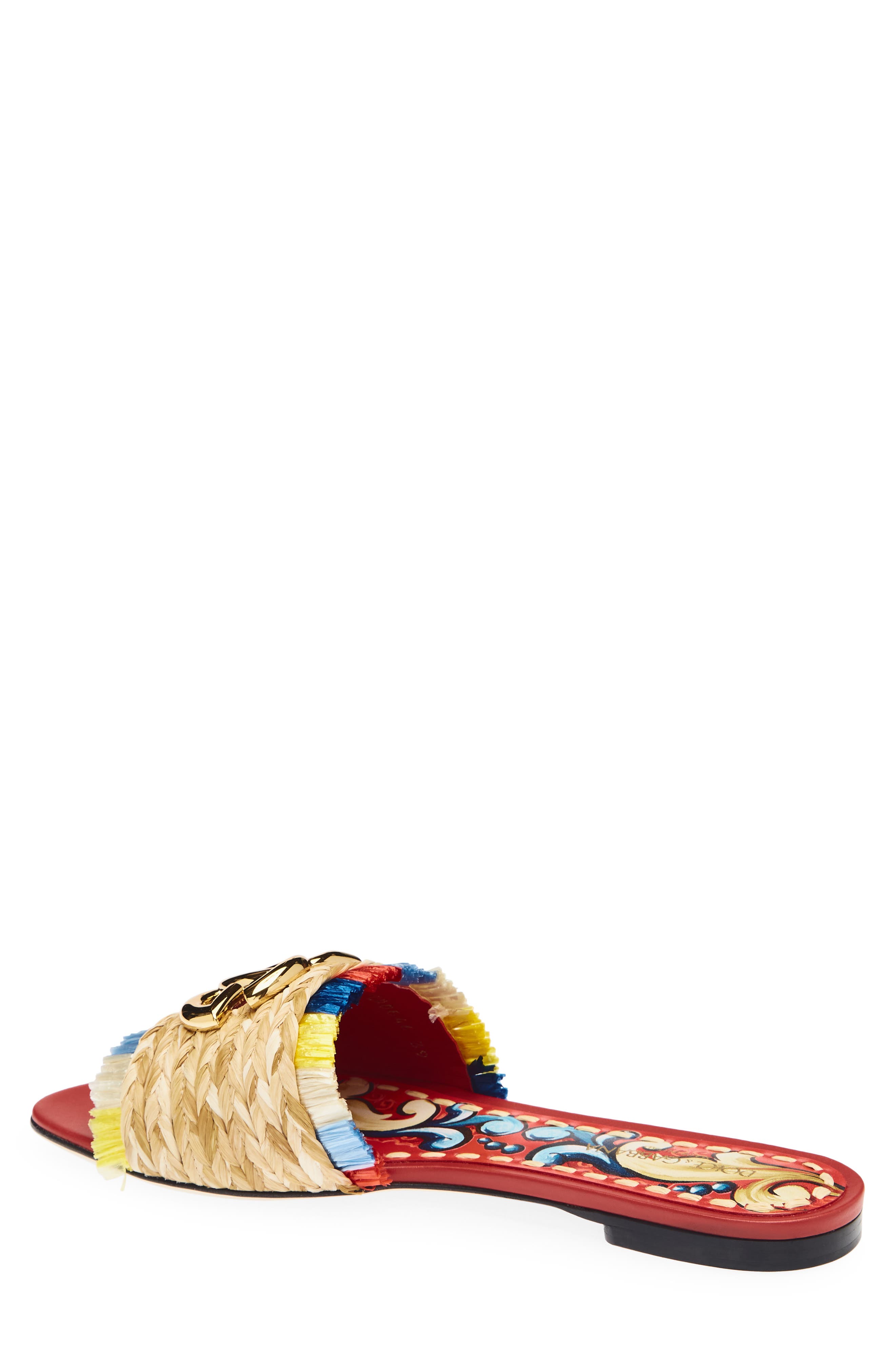 Bianca Raffia Fringe Slide Sandal, Alternate, color, 8N084 NATURALE/ MULTICOLOR
