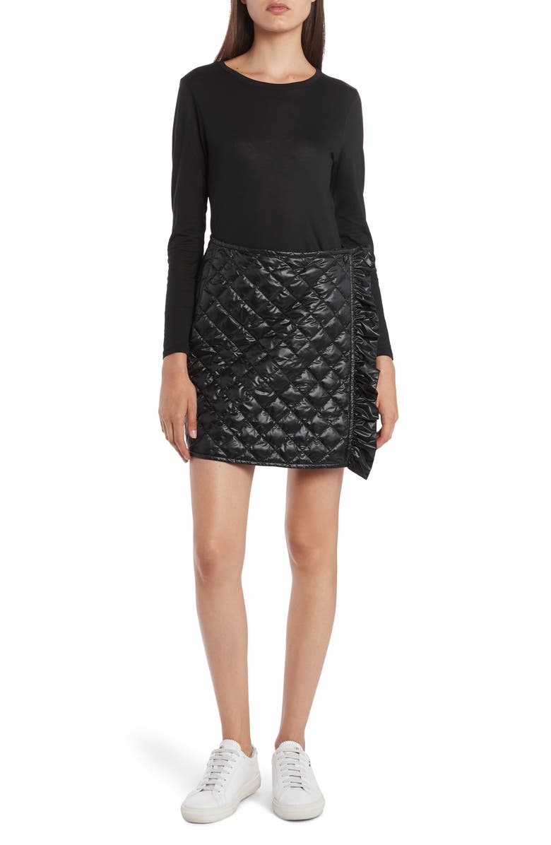 Moncler Diamond Quilted Ruffle Down Miniskirt, Main, color, 