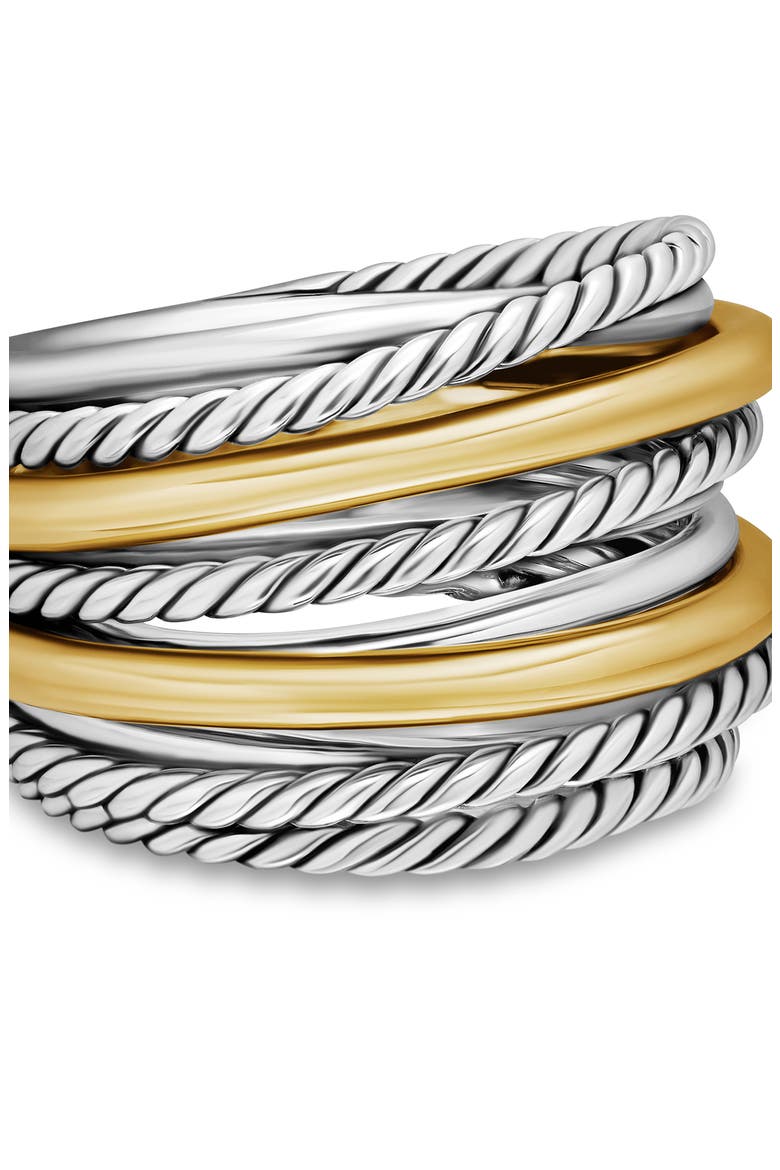 Crossover Wide Ring with 18K Gold, Alternate, color, SILVER/ GOLD