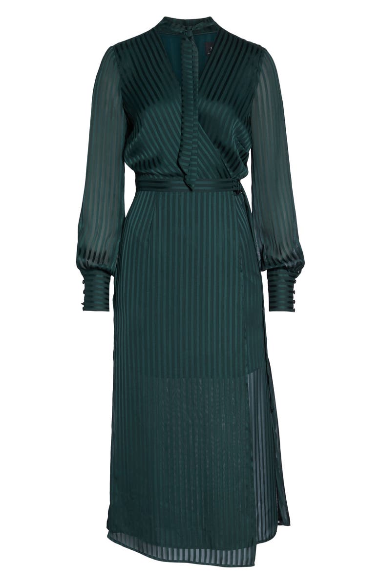 Bardot Shadow Stripe Faux Wrap Midi Dress, Alternate, color, 