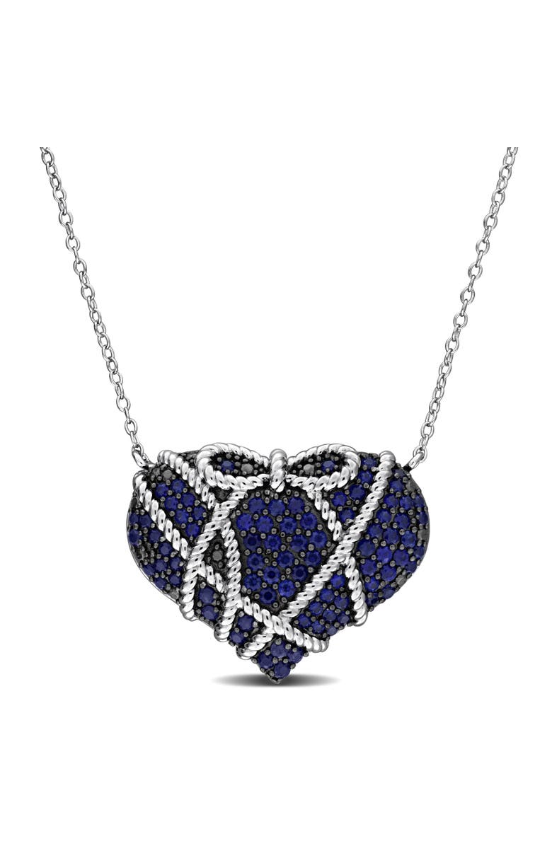 Julianna B. Lab-Created Sapphire Heart Necklace Sterling Silver, Main, color, Created Sapphire