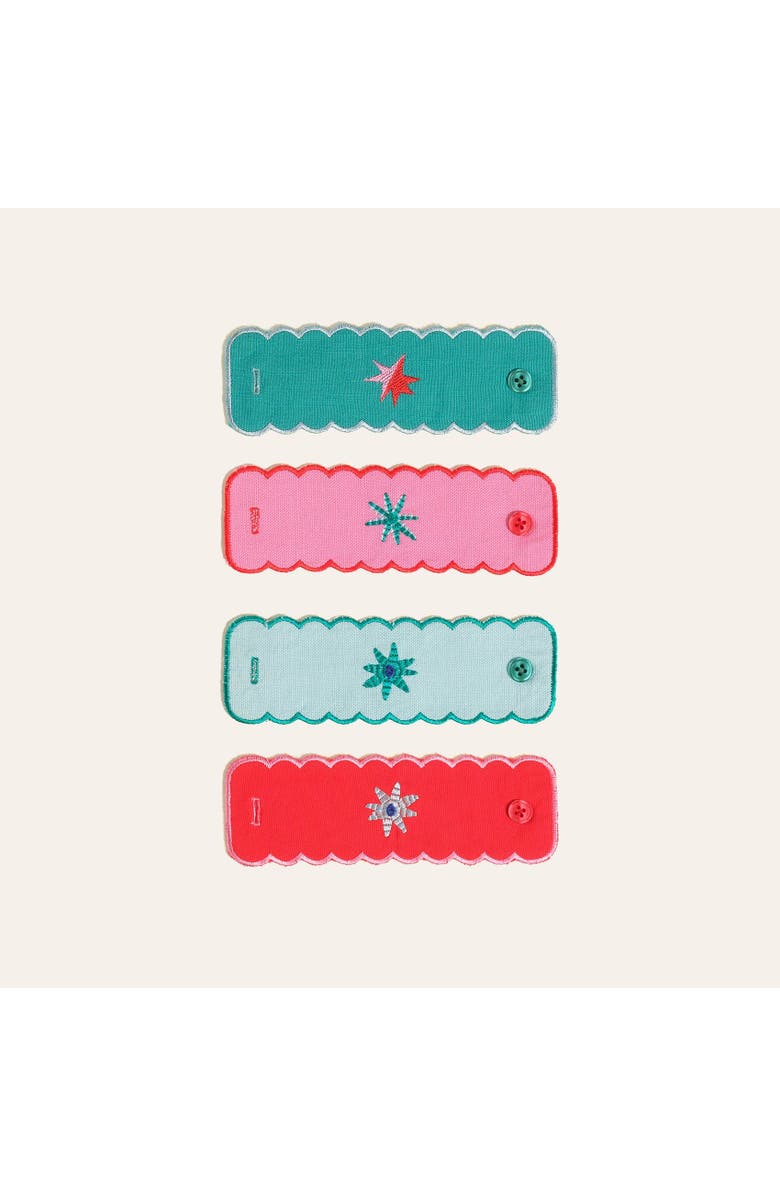 Zsa Zsa Zsu Nilufer 4Pcs Digital Printed Embroidered 100% Cotton Napkin Ring Set 2X7 In, Alternate, color, Multicolor