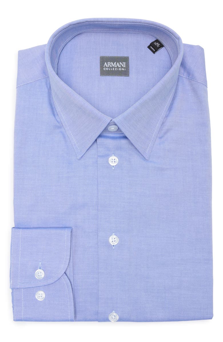 Armani Collezioni Solid Cotton Twill Dress Shirt, Alternate, color, Sky Blue