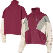 PRESSBOX Women's Pressbox  Garnet South Carolina Gamecocks Ferrara Color Block Quarter-Zip Sweatshirt