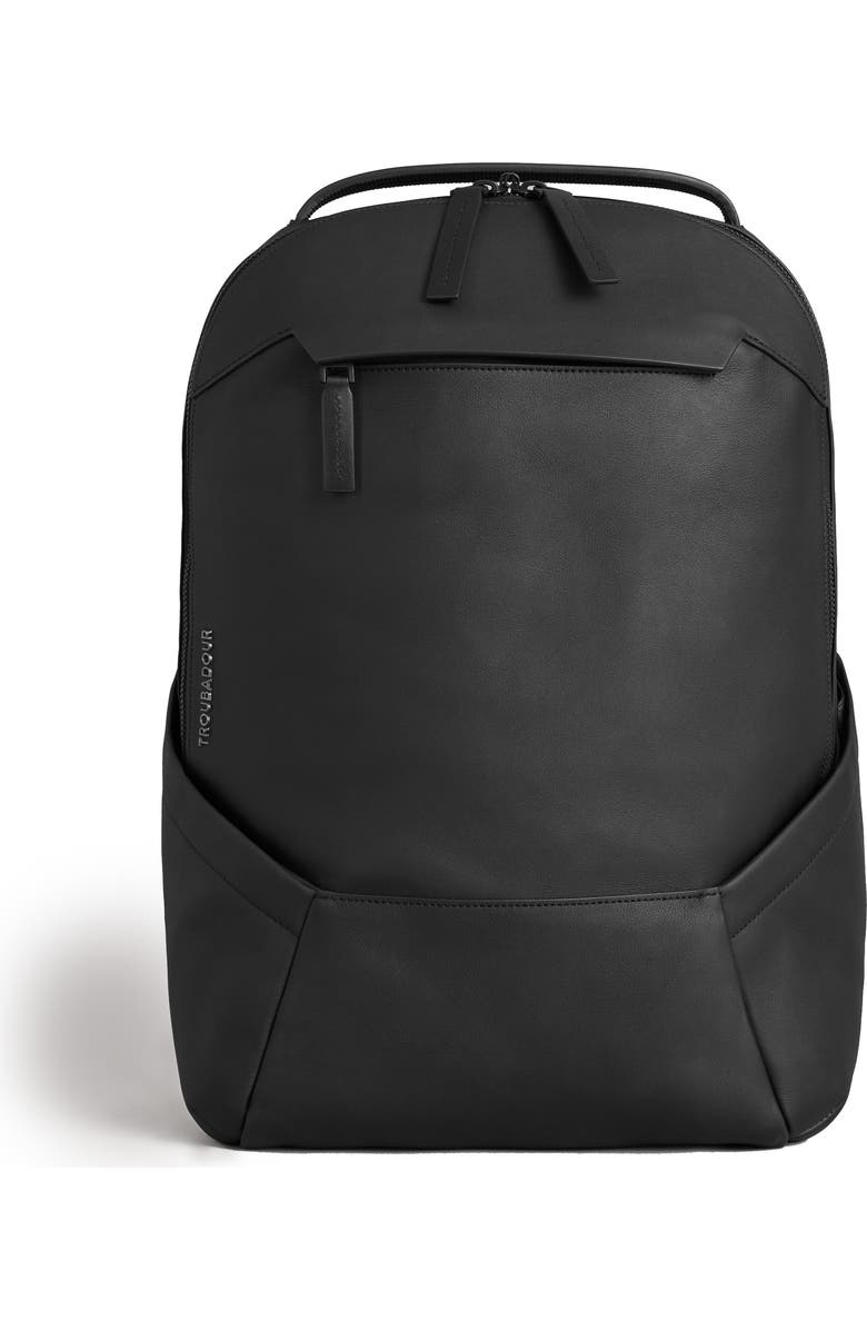 Troubadour Apex Leather Backpack, Main, color, Black